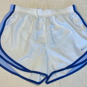 Nike Women's White and Blue Athletic Shorts